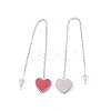 Long Chain with Enamel Heart Dangle Stud Earrings EJEW-A067-01P-B-2