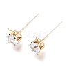 Brass Micro Pave Clear Cubic Zirconia Stud Earring Findings ZIRC-H116-06B-G-1