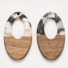 Transparent Resin & Walnut Wood Pendants RESI-T023-08-F01-1