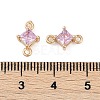 Brass Pave Glass Rhombus Links Connector Charms GLAA-Q088-001A-3