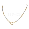 Two Tone 4MM 304 Stainless Steel Cuban Link Chain Necklaces with Spring Ring Clasps NJEW-JN05707-2