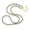 Brass Enamel Column Link Chain Necklaces NJEW-H039-16G-01-2