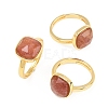 Natural Strawberry Quartz Finger Rings with Brass Findings G-H353-04G-05-5