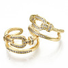 Brass Micro Pave Clear Cubic Zirconia Cuff Rings RJEW-S045-013G-NR-2