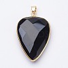 Faceted Natural Dyed & Heated Black Agate Pendants G-F340-02E-1