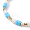 Love Word Acrylic & Heishi Polymer Clay Beaded Stretch Bracelets BJEW-TA00069-02-5