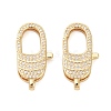 Oval Brass Micro Pave Clear Cubic Zirconia Lobster Claw Clasps KK-I354-01G-04-1