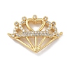 Rack Plating Brass Micro Pave Clear Cubic Zirconia Heart Crown Connector Charms KK-A234-060G-1