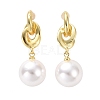 Plastic Pearl with Knot Dangle Stud Earrings EJEW-A072-03LG-1