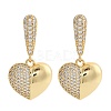 Brass Micro Pave Clear Cubic Zirconia Dangle Stud Earrings for Women LS-EJEW-F352-05G-01-2