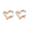 Ion Plating(IP) 304 Stainless Steel Chunky Heart Hoop Earrings for Women EJEW-K242-02RG-1