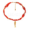 Brass Pendant Printed Cloth Cord Necklaces for Women FS-WGEB349-05-1