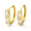 Clear Cubic Zirconia Rectangle Hoop Earrings EJEW-H093-11G-1