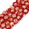Round Millefiori Glass Beads Strands X-LK-P001-37-1