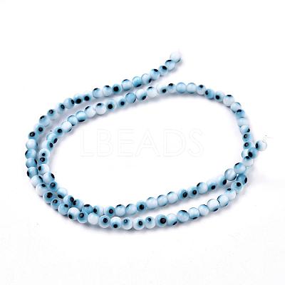 Handmade Evil Eye Lampwork Round Bead Strands LAMP-L055-4mm-07-1