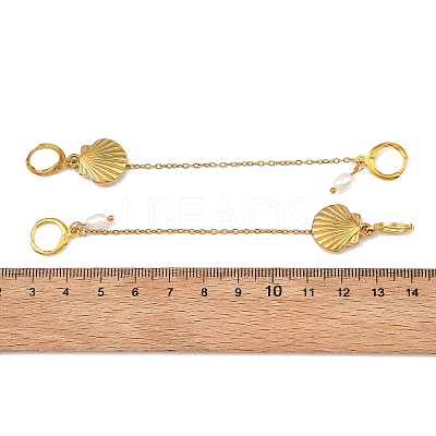 304 Stainless Steel Pendants & Natural Cultured Freshwater Pearl Leverback Earrings EJEW-JE07259-03-1