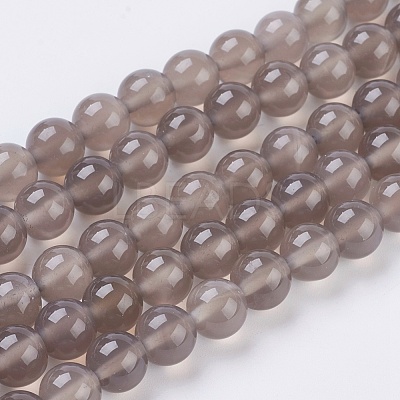 Natural Grey Agate Beads Strands G-G583-8mm-08-1