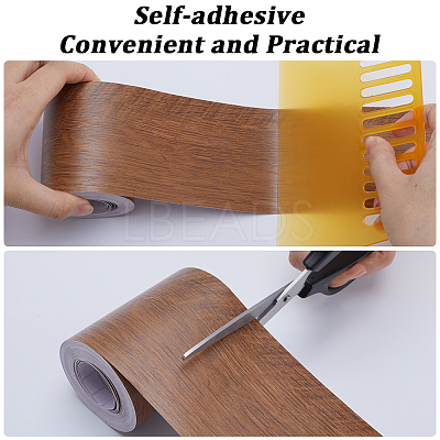 1 Roll PVC Imitation Wood Grain Adhesive Tape DIY-GF0008-40B-1
