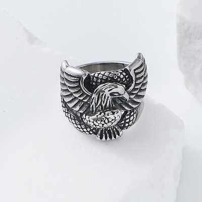 304 Stainless Steel Snake with Eagle Finger Rings for Men TH9949-1-1