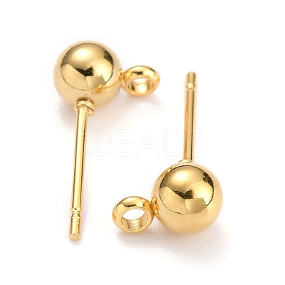 304 Stainless Steel Ball Post Stud Earring Findings X-STAS-Z035-01G-D-1