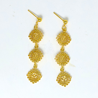 Alloy Flower Stud Dangle Earrings for Women WGBA756-01-1