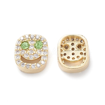 Brass Micro Pave Cubic Zirconia Beads KK-M241-01J-1