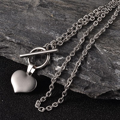 Non-Tarnish Valentine's Day Heart 304 Stainless Steel Lariat Necklaces X-NJEW-JN01484-1