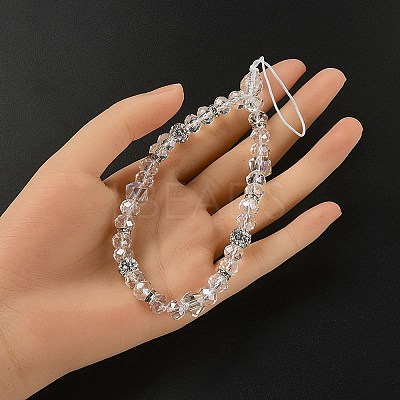 Rondelle Glass & Polymer Clay Rhinestone Beads Phone Hand Strap Chains HJEW-YW0001-05D-1