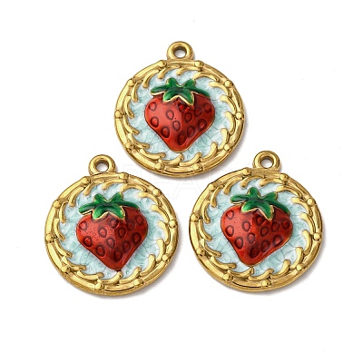 304 Stainless Steel Enamel Pendants X-STAS-P406-24G-1