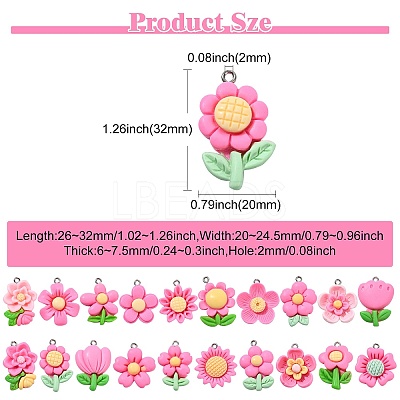 100Pcs 20 Styles Opaque Resin Pendants RESI-CJ0004-44-1