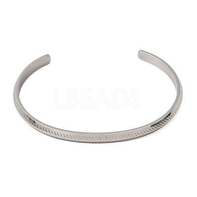304 Stainless Steel Textured Open Cuff Bangles for Women SA-CBAC920-11P-1