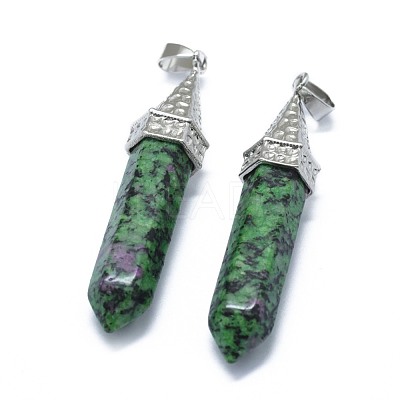 Natural & Dyed Ruby in Zoisite Pointed Pendants G-G795-01P-12-1