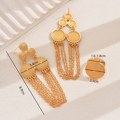Vintage Alloy Round Tassel Earrings & Ring Sets for Women's Party Wedding KC7338-1