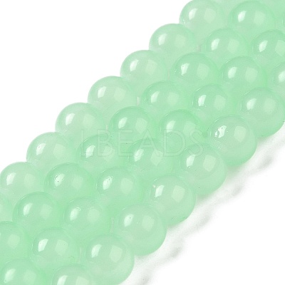 Baking Paint Imitation Jade Glass Round Bead Strands DGLA-Q021-8mm-22-1