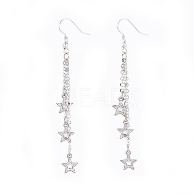 Brass Tassel Dangle Earrings EJEW-JE03303-1