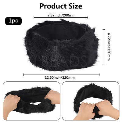 1Pc Faux Fur Fiber Yarn Warmer Headbands COHT-CY0001-01F-1