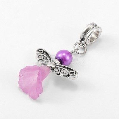 Lovely Wedding Dress Angel Alloy European Dangle  Large Hole Pendants PALLOY-JF00004-1