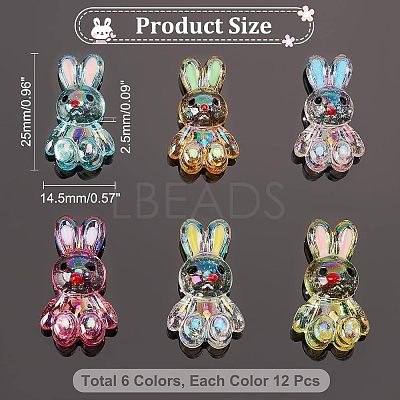 72Pcs 6 Colors Transparent Acrylic Beads MACR-FH0001-10-1