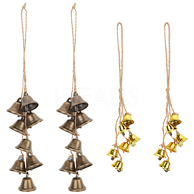4Pcs 2 Style Iron Bell Pendant Decorations HJEW-OC0001-16-1