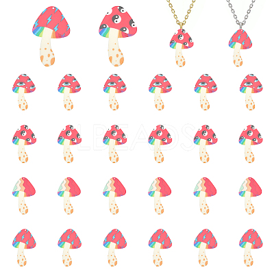 24Pcs 4 Styles Opaque Printed Acrylic Big Pendants MACR-CA0001-37-1