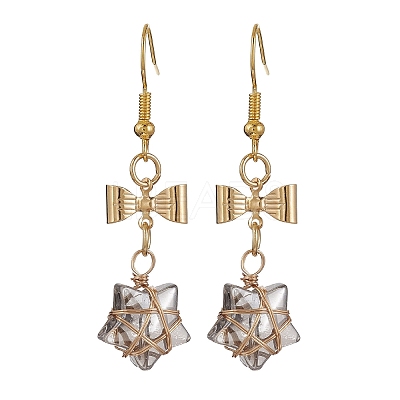 Glass Star Dangle Earrings EJEW-JE05548-04-1