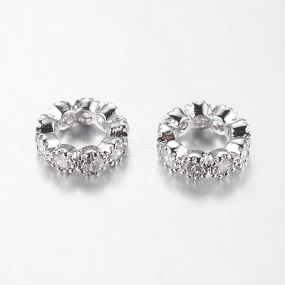 Brass Cubic Zirconia European Beads ZIRC-F001-109P-1