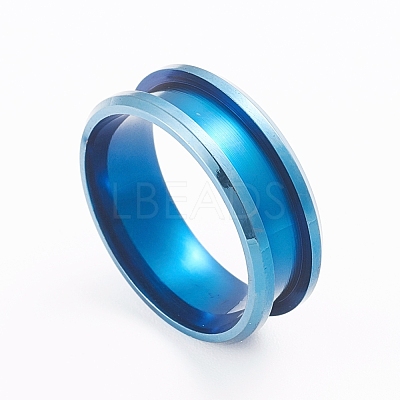 201 Stainless Steel Grooved Finger Ring Settings MAK-WH0007-16L-A-1
