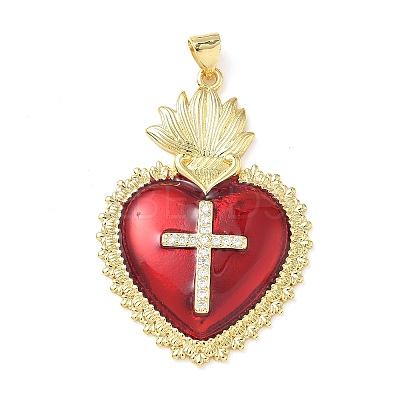 Brass Micro Pave Cubic Zirconia Pendants KK-I379-03G-B-1