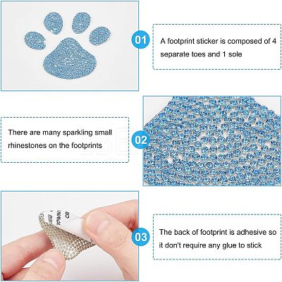 Heart & Pawprint Glitter Hotfix Rhinestone DIY-FG0002-29-1