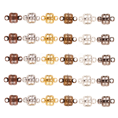 30 Set 6 Colors Brass Magnetic Clasps KK-CJ0001-63-1