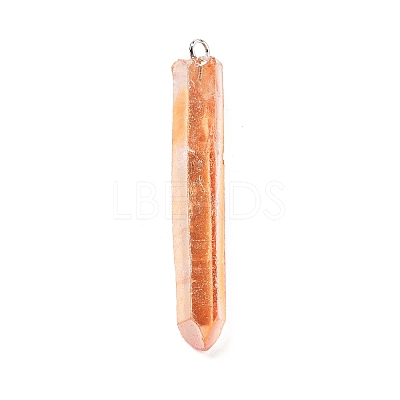 Electroplated Natural Quartz Pendants G-P315-B01-12P-1