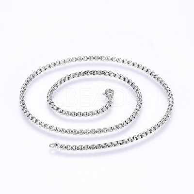 Non-Tarnish 304 Stainless Steel Box Chain Necklaces NJEW-F227-09P-03-1