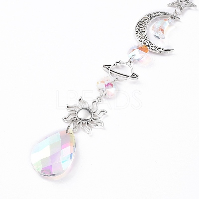 AB Color Plated Crystal Teardrop Big Pendant Decorations HJEW-G019-03E-1