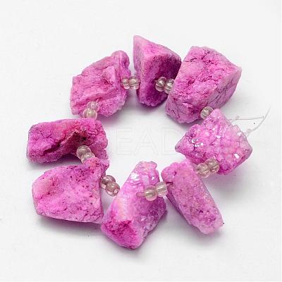 Electroplated Natural Agate Bead Strands G-G893-05-1